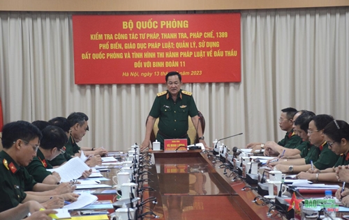 Thượng tướng Võ Minh Lương chủ trì kiểm tra công tác tư pháp, thanh tra, pháp chế tại Binh đoàn 11